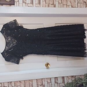 Hampton Nites Black lace dress women's size 8 holiday season dress drop …